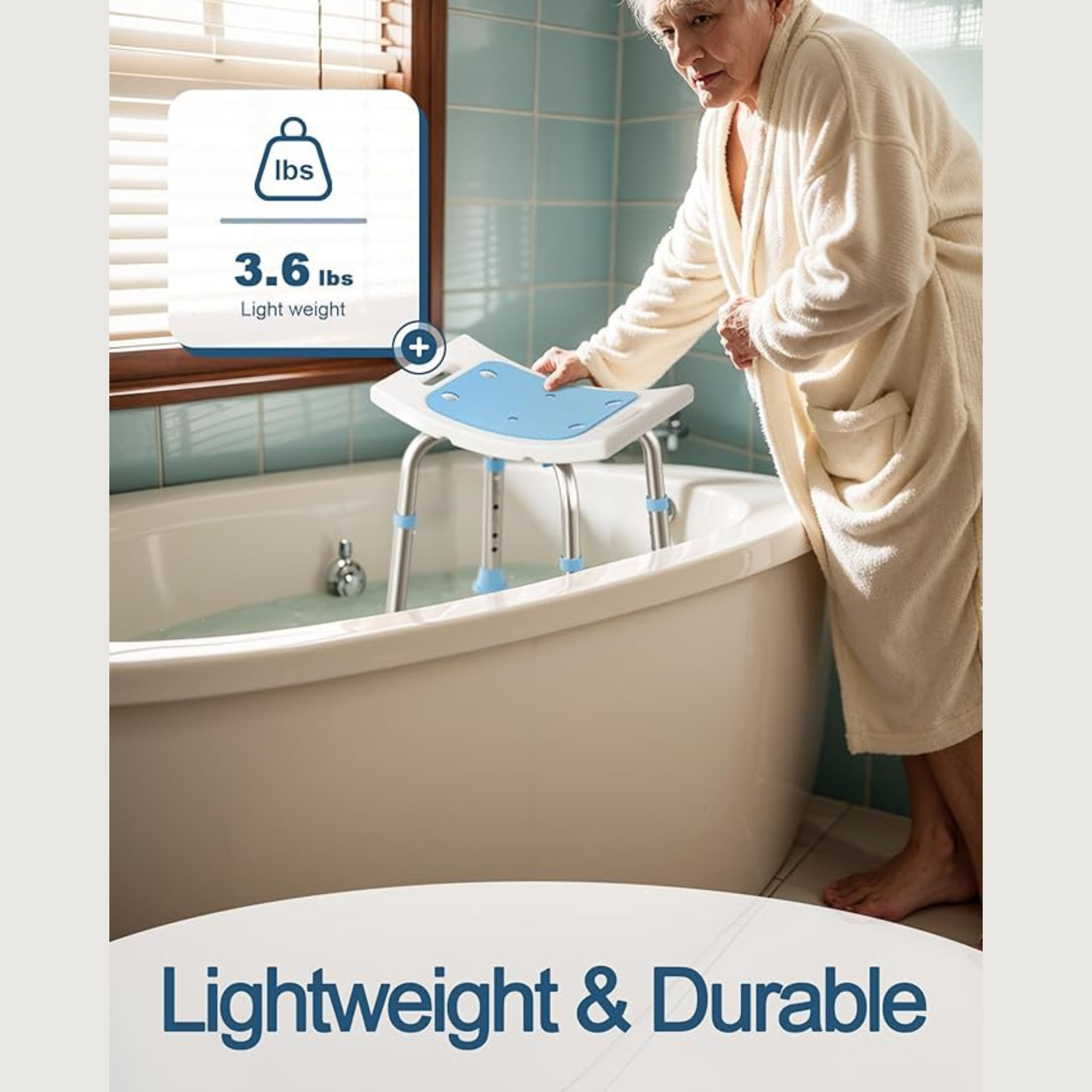 Adjustable Shower Chair for Elderly and Disabled