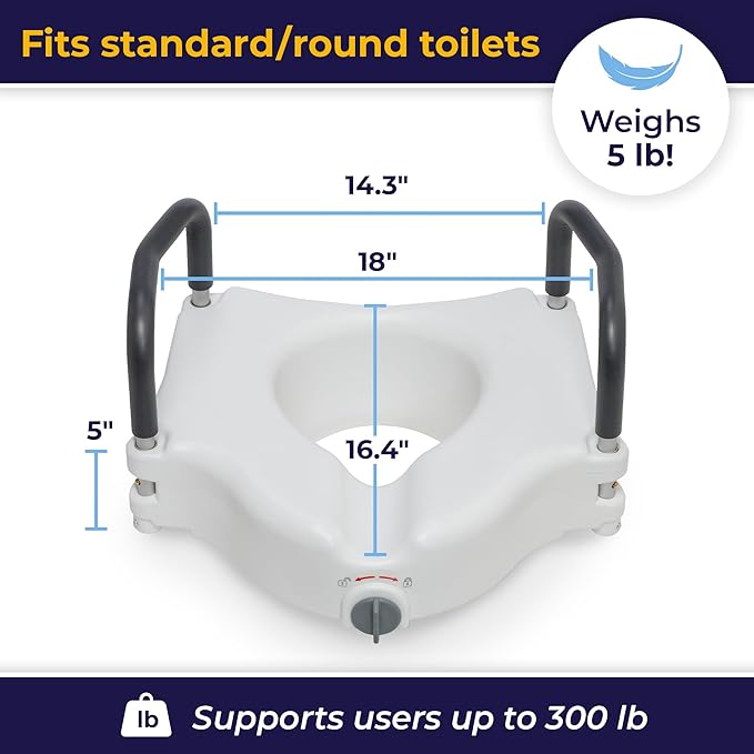 Raised Toilet Seat with Removable Padded Arms