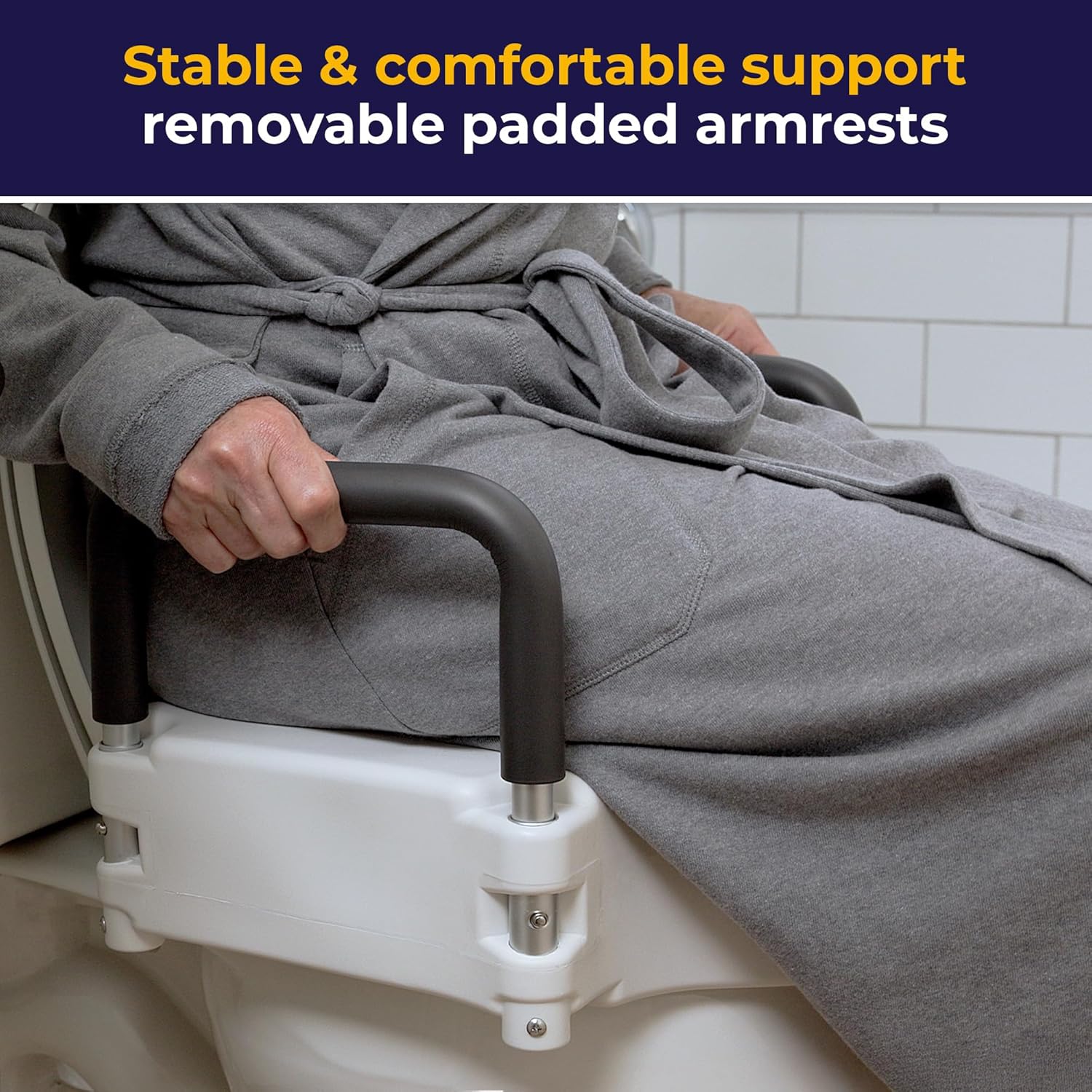 Raised Toilet Seat with Removable Padded Arms