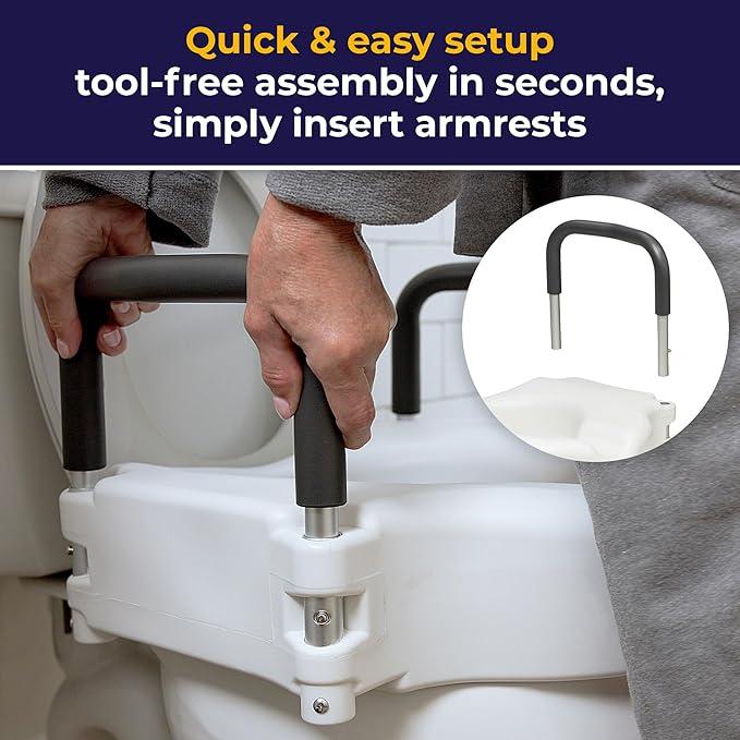 Raised Toilet Seat with Removable Padded Arms